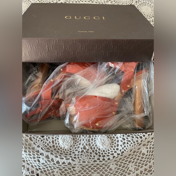 ***SOLD***New Authentic Gucci Leather Bamboo Buckle Wooden Platform Sandals - Picture 12 of 17